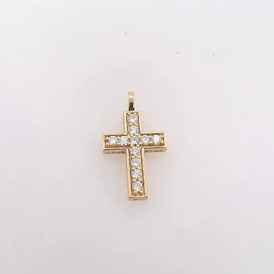 Colgante Cruz Religiosa 3D Diamante Cultivado en Laboratorio Redondo 1.10ctw Oro Amarillo 14K Foto 1 de 4