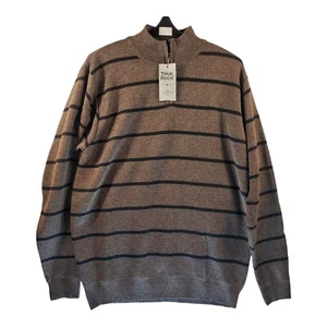Mens TRUE ROCK 2XL Brown Half Zip Sweater - Picture 1 of 8