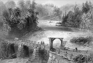 CANADÁ (QUEBEC): PUENTE MONTMORENCY - Grabado del siglo XIX - Imagen 1 de 2