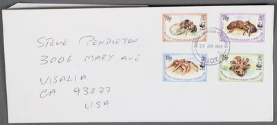 MayfairStamps Territorios Británicos del Océano Índico 1993 Cangrejo Combo a Visalia CA Cov Foto 1 de 2