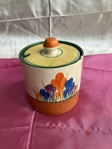 Clarice Cliff 1930s Art Deco Crocus Preserve Pot 4” A/F - Picture 1 of 10