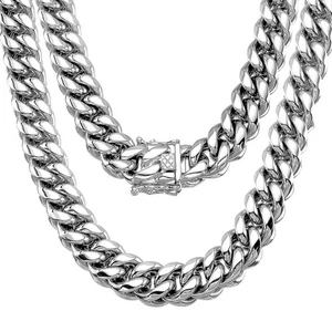 Mens Necklace, Cuban Link Chain, 15MM Big and Heavy Miami Chain 15MM, High Po... - Bild 1 von 6