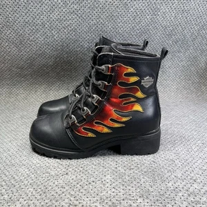 Botas de motocicleta Harley Davidson negras llama raras talla 9 para mujer - Imagen 1 de 9