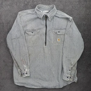 Carhartt 1/4 Zip Hickory Stripe Pullover Heavy Duty Work Shirt Gr. XL Distressed - Bild 1 von 15