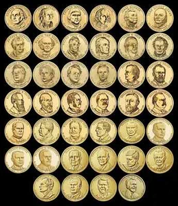 Complete Presidential Dollar Set of 40 BU Brilliant Uncirculated Coins 2007-2020 - Picture 1 of 5
