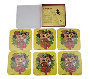 Mickey Mouse Vintage Coasters Set Of Six Walt Disney World Souvenir Cork Backed - Picture 1 of 6