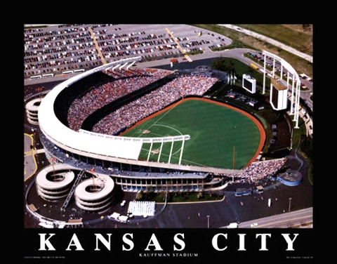 Kansas City Royals KAUFFMAN STADIUM CLASSIC c1995 Aerial View 22x28 POSTER Print Cover