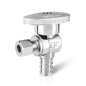 EFIELD 1/2" PEX Crimp x 3/8" OD Compr. Angle Stop Valve 1/4 Turn Lead Free - Picture 1 of 4