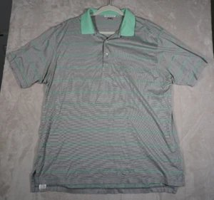 Peter Millar Polo Golf Shirt Mens Gray Green Stripes Short Sleeve Golf Size XL - Picture 1 of 6