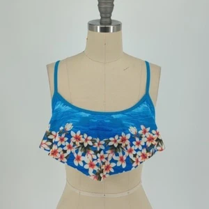Guess Hawaiian Swim Top Blue S floral beach summer tropical pool vacation travel - Picture 1 of 6