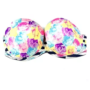 PINK Victorias Secret 36D Multiway Pushup Bra Floral Blue Yellow Purple #2577 - Picture 1 of 13