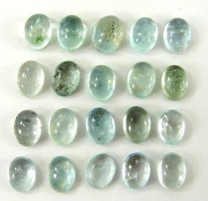 26.05 Ct Natural Aquamarine Loose Gemstone 8-9 mm Cabochon 20 Pcs Lot - 64679 - Picture 1 of 5