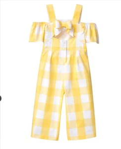 Janie and Jack Sun Days Yellow Pants Off Shoulder Romper Sz 8 NWT - Picture 1 of 4