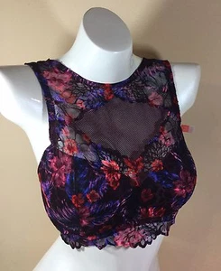 VICTORIAS SECRET PINK FLORAL HIGH NECK PUSH UP LACE BRALETTE M-DD NWT (E952) - Picture 1 of 1