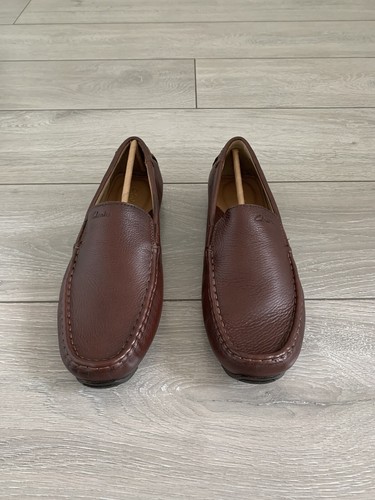 Scarpe da guida Clarks da uomo Oswick marrone chiaro scuro in pelle Regno Unito taglia 7G