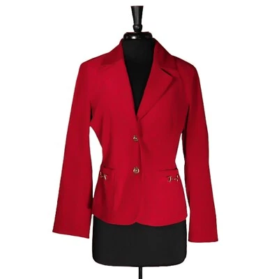 Talbots Blazer Red Corduroy Gold Two Button Stretch Work Career Suit Jacket 4 - Image 1 of 4