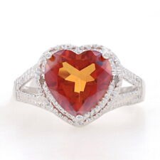NEW Azotic Topaz Heart Cocktail Ring - Sterling Silver Diamonds Women's 3.51ctw