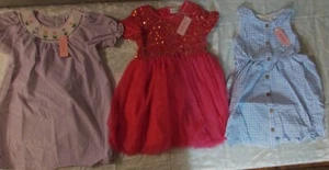 LOT OF 3 MARIE NICOLE GIRL'S DRESSES, SIZE 2XL, LIGHT BLUE & PINK, NEW WITH TAGS - Picture 1 of 6