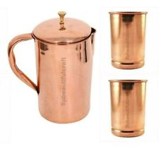 Beautiful Copper Water Jug Pitcher with 2 Tumbler Glass Ayurveda Health Benefits