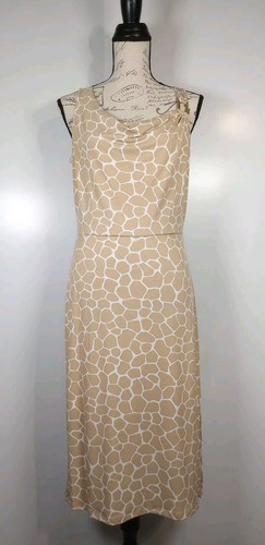 Abito midi senza maniche Michael Kors donna stampa giraffa media Nuovo con etichette $110