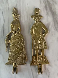 Appendiabiti da parete vintage ottone Gatco coloniale donna uomo con gancio/staffa 9,5" - Foto 1 di 3