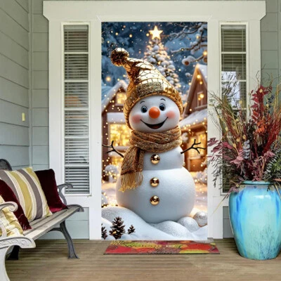 Weihnachten Schneemann Tür Abdeckung Banner Hängende Flagge Ornamente Geschenke - Bild 1 von 4