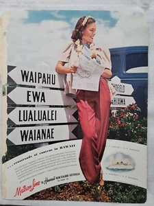 1940 Matson Cruise Ship Lines to Hawaii mujer bonita mapa foto anuncio - Imagen 1 de 1