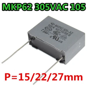 5Pcs MKP62 305VAC X2 105M 105K 105 1uf 10/22/27 mm Polypropylene Film Capacitor - Picture 1 of 1