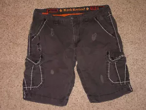 Rock Revival Shorts Black Cargo Cross Classic Fit Casual Size 38/23 Sold As Is! - Picture 1 of 13
