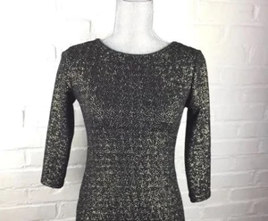 One Love Clothing Women’s Size Small Black Gold Metallic Detail Dress Bodycon - Picture 1 of 9