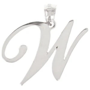 14k Yellow White or Rose Gold Initial Letter W Alphabet A-Z Charm Pendant - Picture 1 of 12