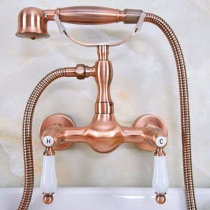 Grifo mezclador grifo grifo mezclador de 2 asas montado en pared baño rojo - Imagen 1 de 7