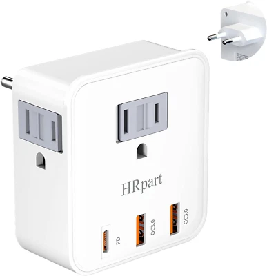 European Travel Plug Adapter, International Plug Type-C Most of Europe