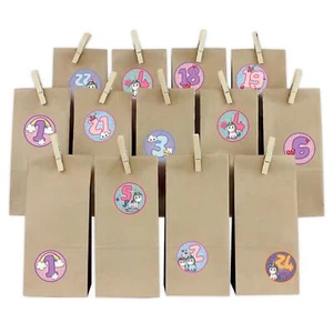 Adviento Set Unicornios Redondo Con Bolsas de Papel Y Pinza de Madera Y067 - Imagen 1 de 7