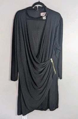 NWOT DR Collection by Donna Ricco Black Draped Classy Dress Size 24W - Image 1 of 4