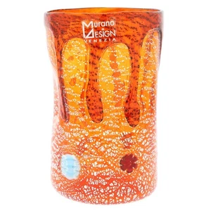 Vaso alto de cristal de Murano GlassOfVenice - plata lava naranja - Imagen 1 de 6