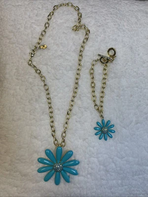 Juego de joyas Heidi Daus "Flower Power" esmalte y cristal margarita azul Foto 1 de 4