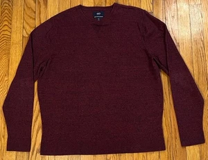 1901 Maroon Crew Neck Sweater Cotton Cashmere Blend Long Sleeve Mens XL - Picture 1 of 6