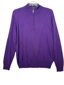 Orvis Mens XL Sweater Large Purple 1/4 Zip Mock Turtleneck Silk & Cashmere - Picture 1 of 7