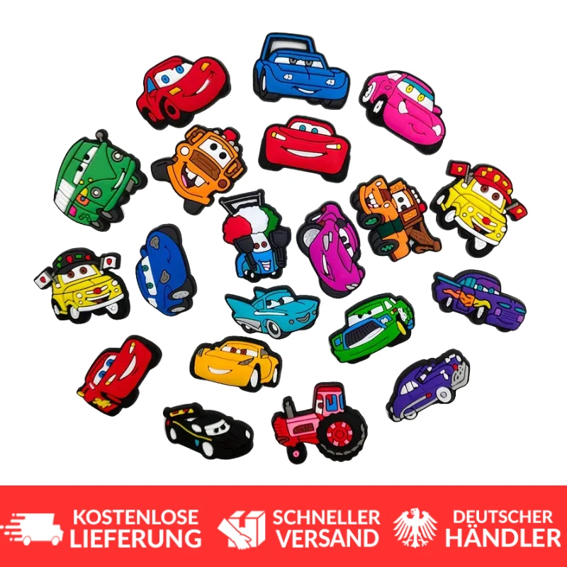 MARKENLOS 10x Cars Schuh Charms für Crox DIY Dekoration Zubehör Kind Cars Comiccar