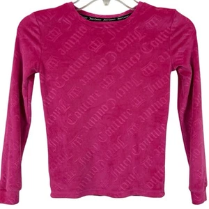 Juicy Couture Kids Velour Long Sleeve Sleepwear Logo Top Pink Y2K Girls Size 8 - Picture 1 of 4