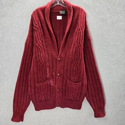 Suéter De Colección Abercrombie & Fitch Mujer L Rojo Cárdigan Lana Tejido con Cable LEER Foto 1 de 4