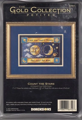 Dimensions Count The Stars Gold Collection Cross Stitch Kit 18 Count Aida Sealed - Image 1 of 2