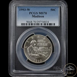 1993 W Madison Commemorative Half Dollar PCGS MS70 - Picture 1 of 2