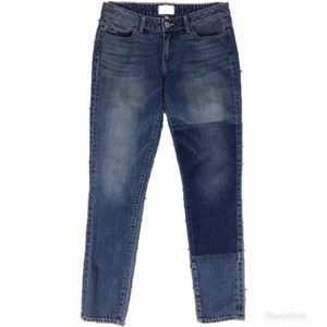 Jeans Paige donna 28 blocco colore blu lavaggio medio skinny elasticizzato retrò - Foto 1 di 12