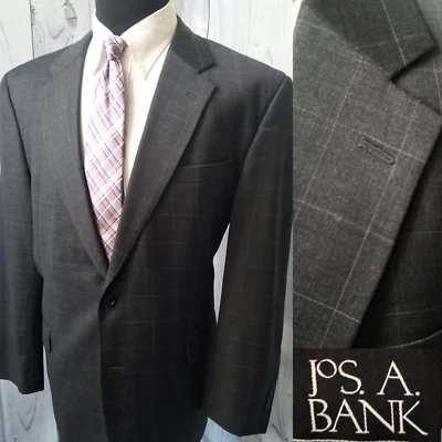 Chaqueta Abrigo Deportivo Jos Bank Hombre Blazer 46R Gris Carbón Ventana Lana Foto 1 de 4
