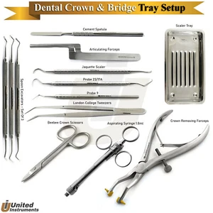 Dental Crown & Bridge Tray Set Tooth Restoration Decay Remover Instruments - Picture 1 of 9