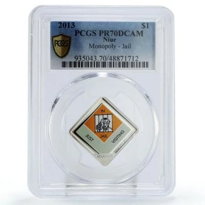 Niue 1 dollar Board Game Monopoly Hasbro In Jail PR70 PCGS silver coin 2013 - Image 1 of 2