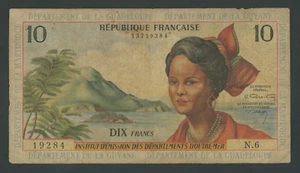 🔴FRENCH ANTILLES 10 Francs 1964 VG/F P8b🔴 - Picture 1 of 2