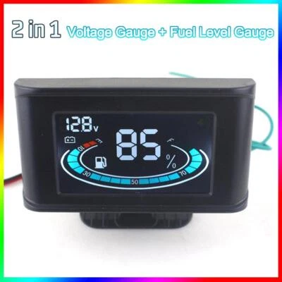 Voltímetro LED universal para automóvil 2 en 1 12v/24v + medidor de nivel de combustible Foto 1 de 4